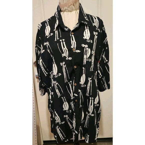 Vintage Mad Gringo Hawaiian Shirt Mens Size 2 XL Black White Button Up - Picture 2 of 9